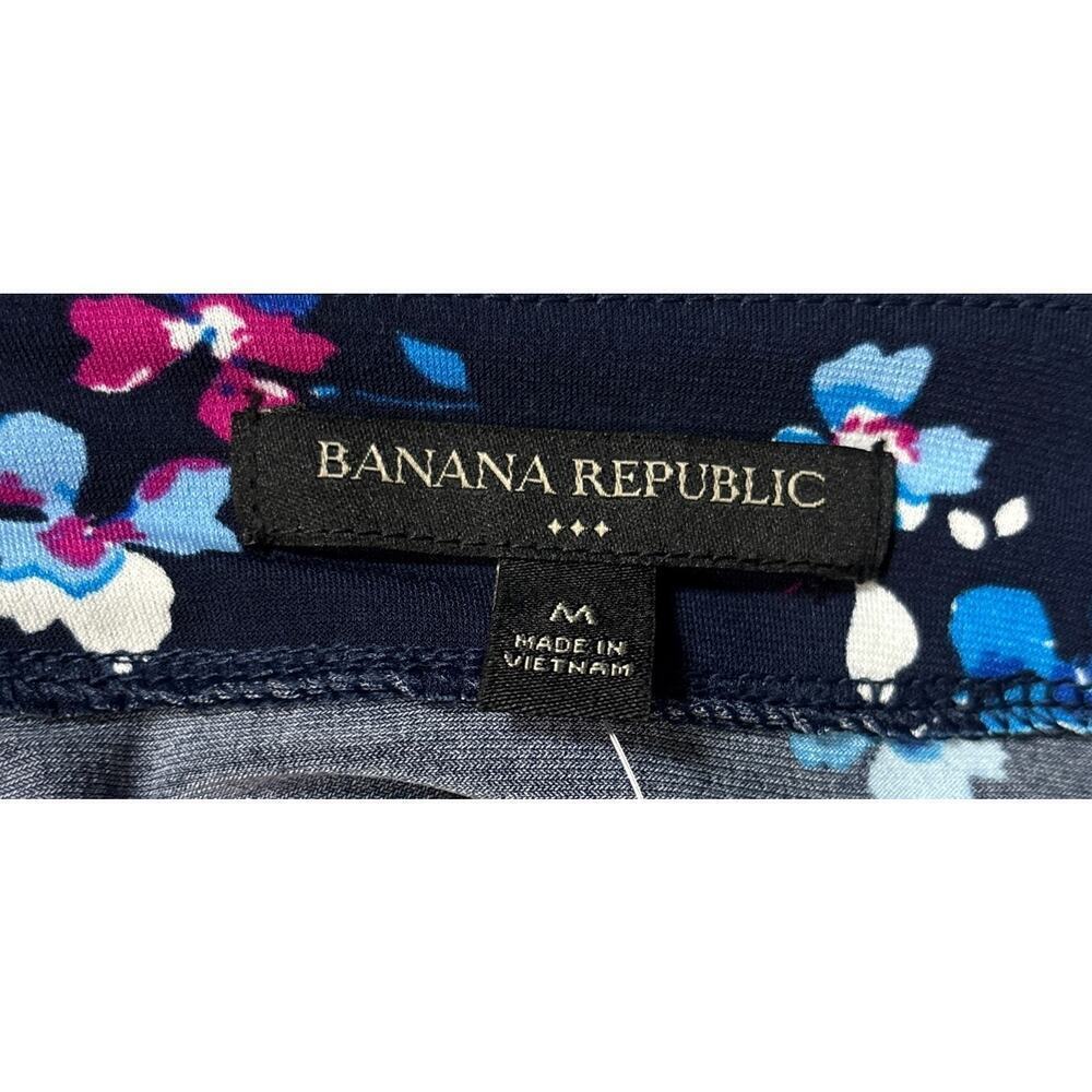 New Banana Republic Factory Wrap Dress Size Medium Floral Blue Long Sleeve Work - Picture 6 of 11